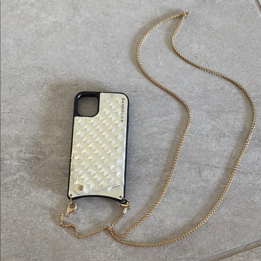 Bandolier Gold and Cream Phone Case with Chain